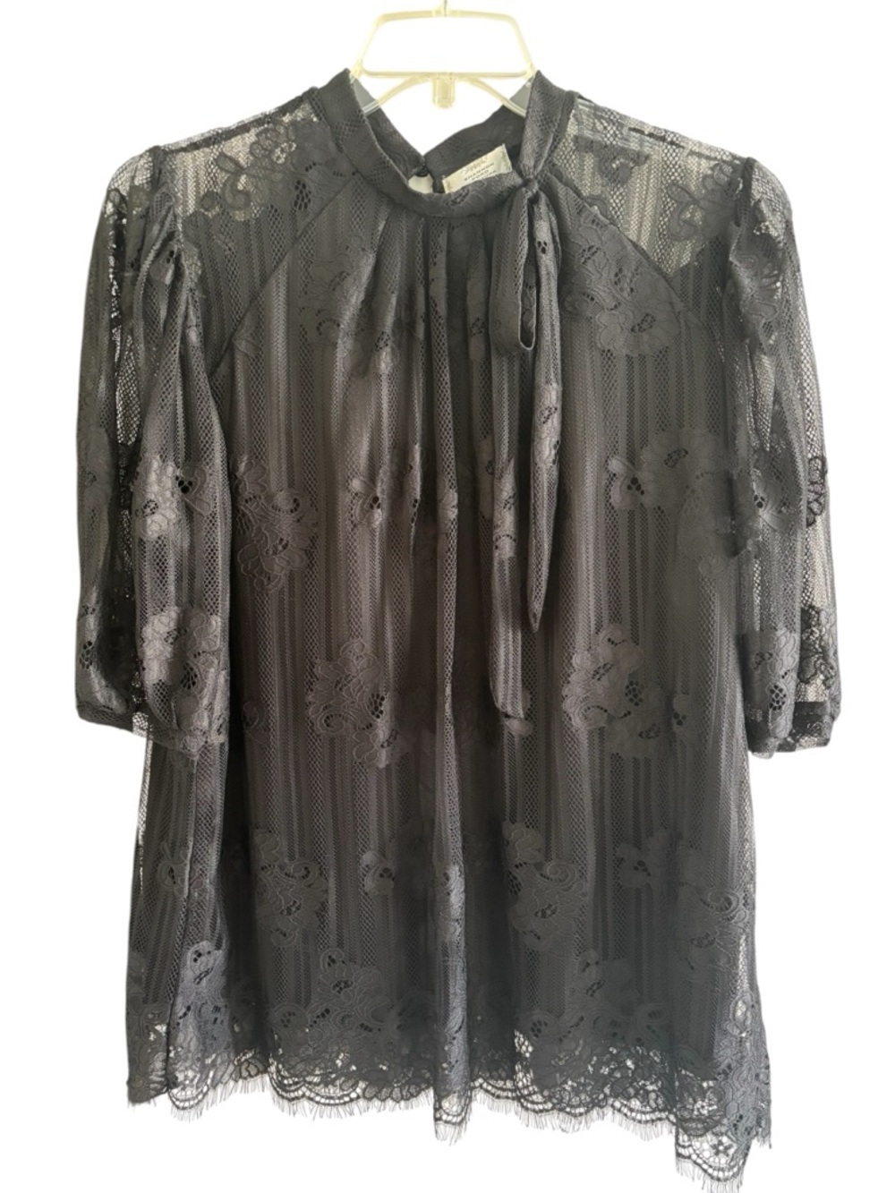 Shannon Ford Black Lace Blouse Women’s 2X Romantic Whimsigoth Sheer Feminine